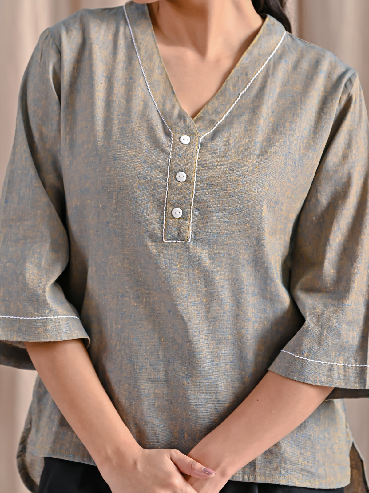 Ocianblue Handloom Anchor Thread Top