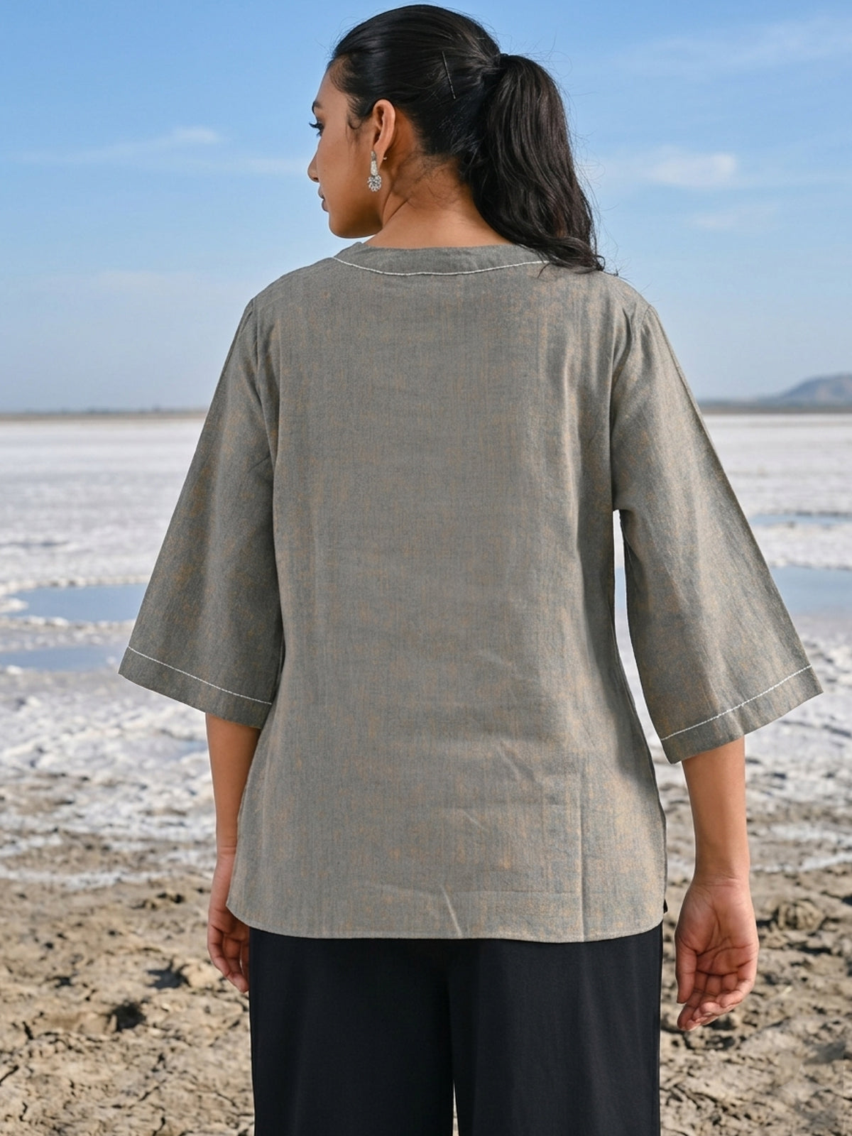 Ocianblue Handloom Anchor Thread Top