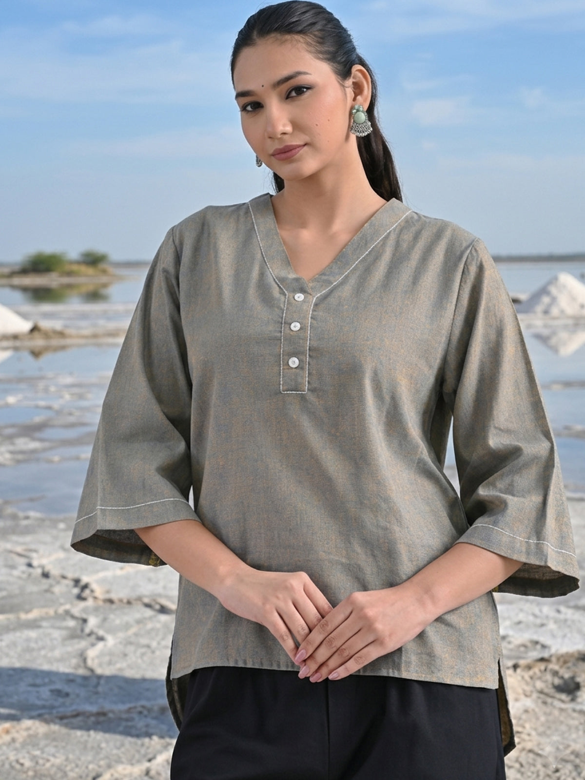 Ocianblue Handloom Anchor Thread Top