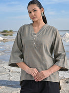 Ocianblue Handloom Anchor Thread Top