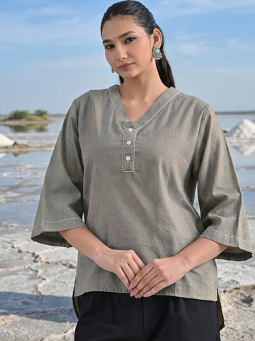 Ocianblue Handloom Anchor Thread Top