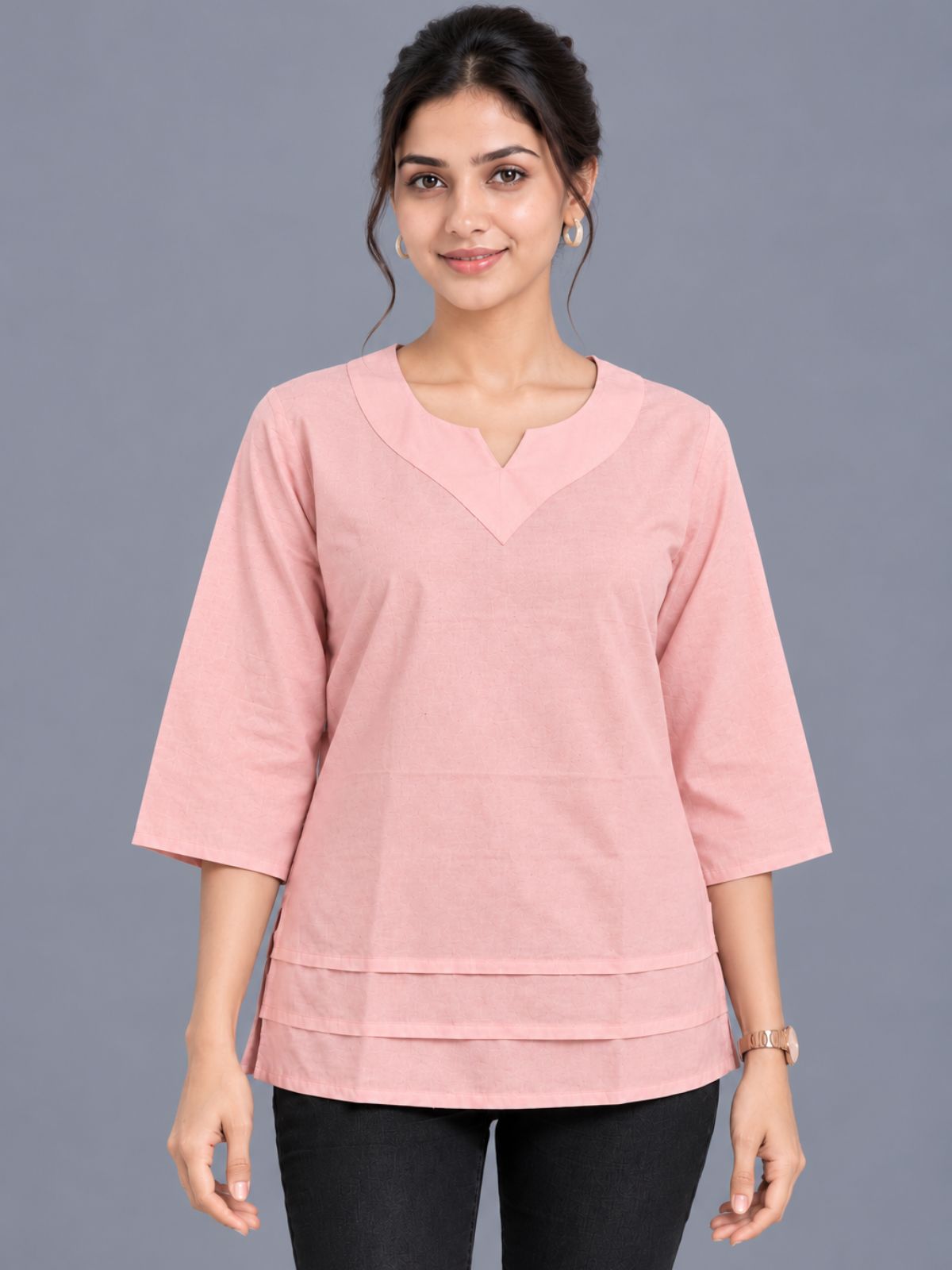 Peach Cotton Leared Tops