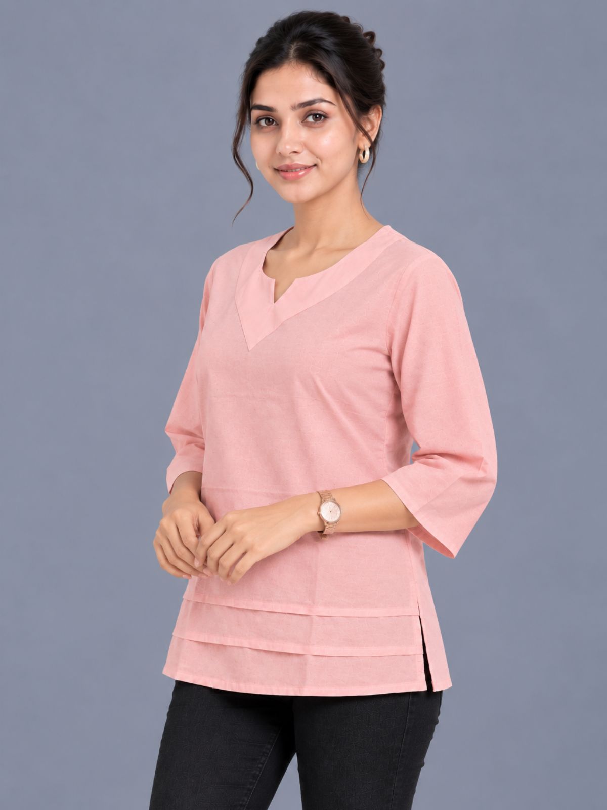 Peach Cotton Leared Tops