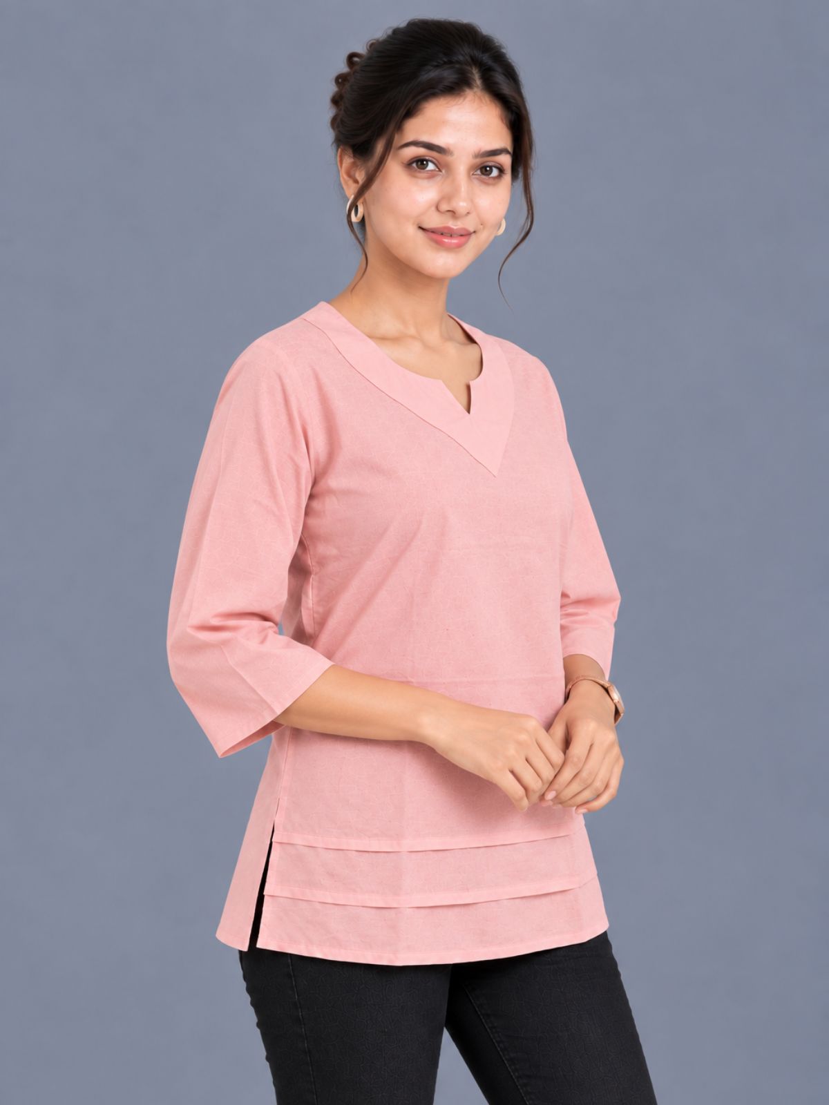 Peach Cotton Leared Tops
