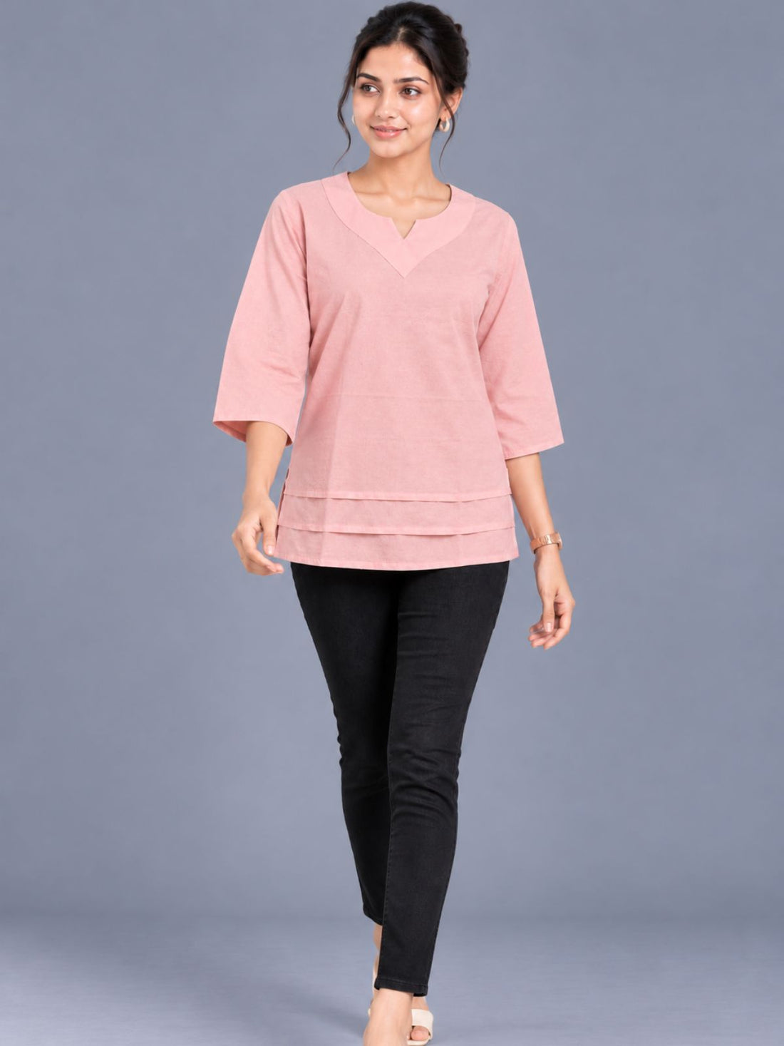 Peach Cotton Leared Tops