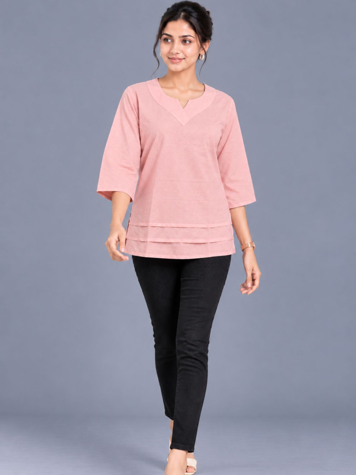 Peach Cotton Leared Tops