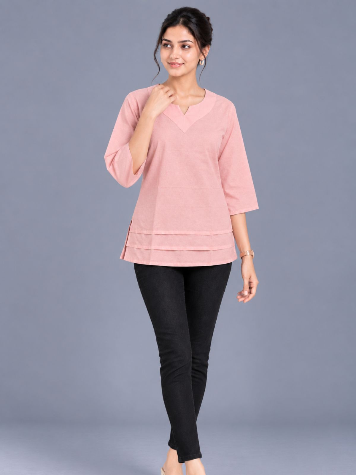 Peach Cotton Leared Tops