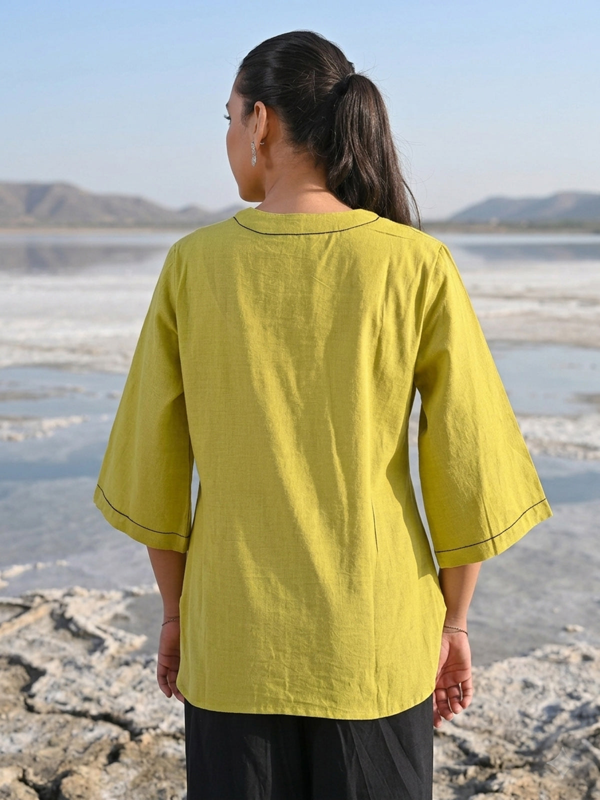 Parrot Green Handloom Anchor Thread Top