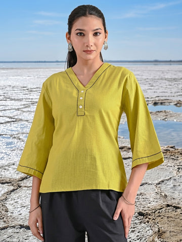 Parrot Green Handloom Anchor Thread Top