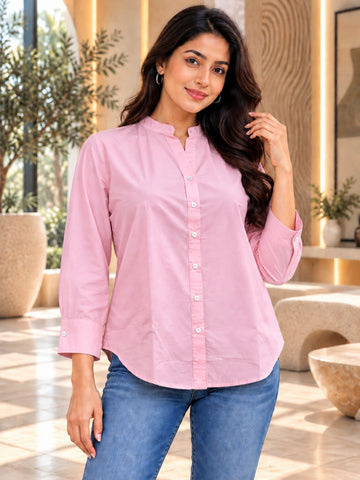 Pink Cotton Blend Shirts