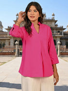Pink Viscose Pleated Top