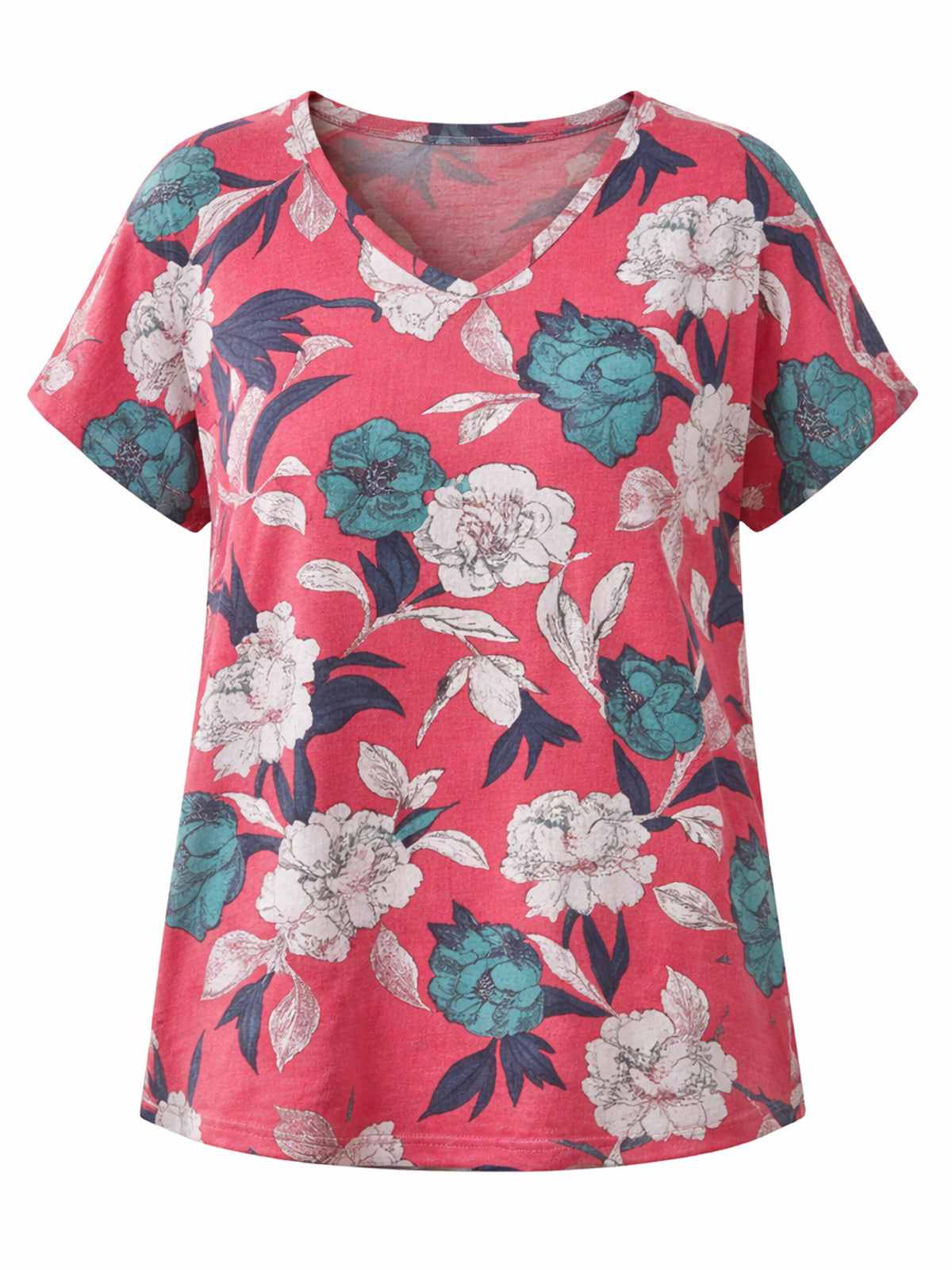 Pink-White Airy Linen Cotton Printed Top