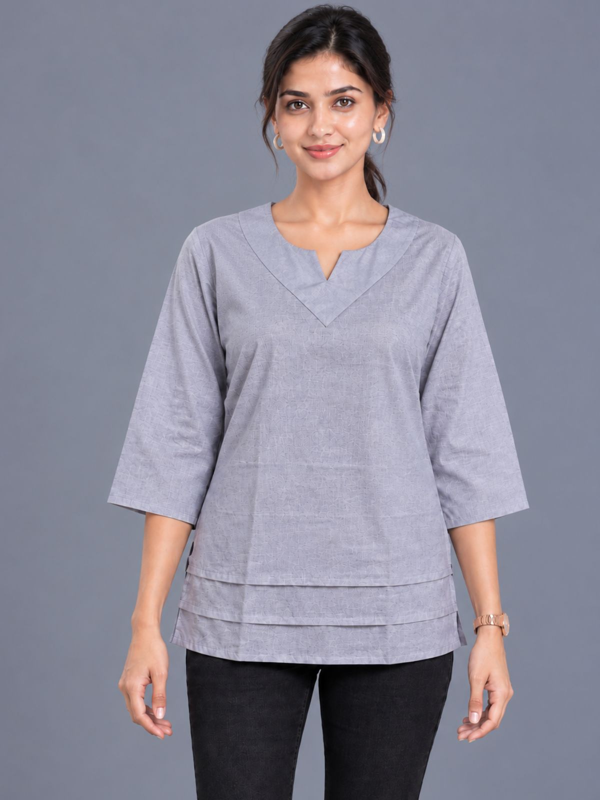 Purple Cotton Leared Tops