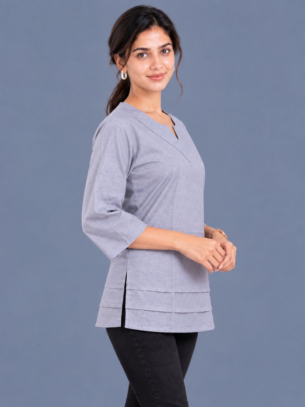 Purple Cotton Leared Tops