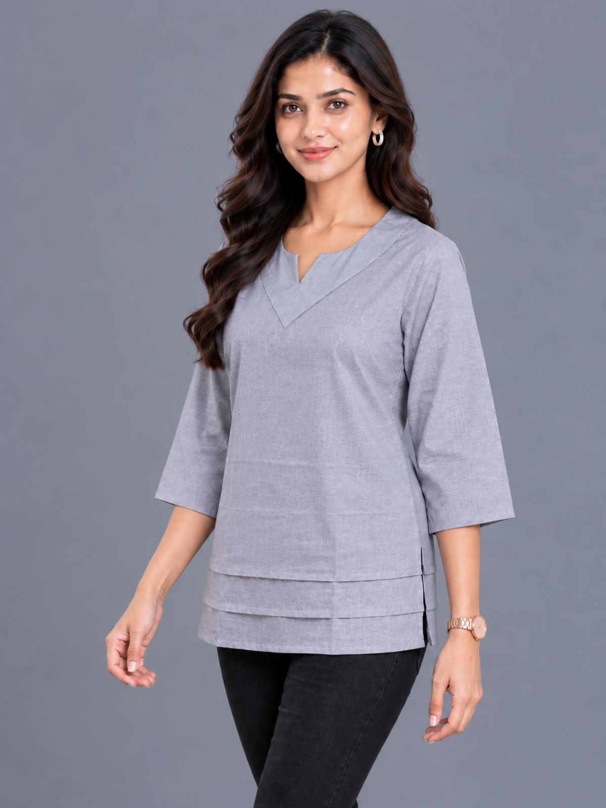 Purple Cotton Leared Tops