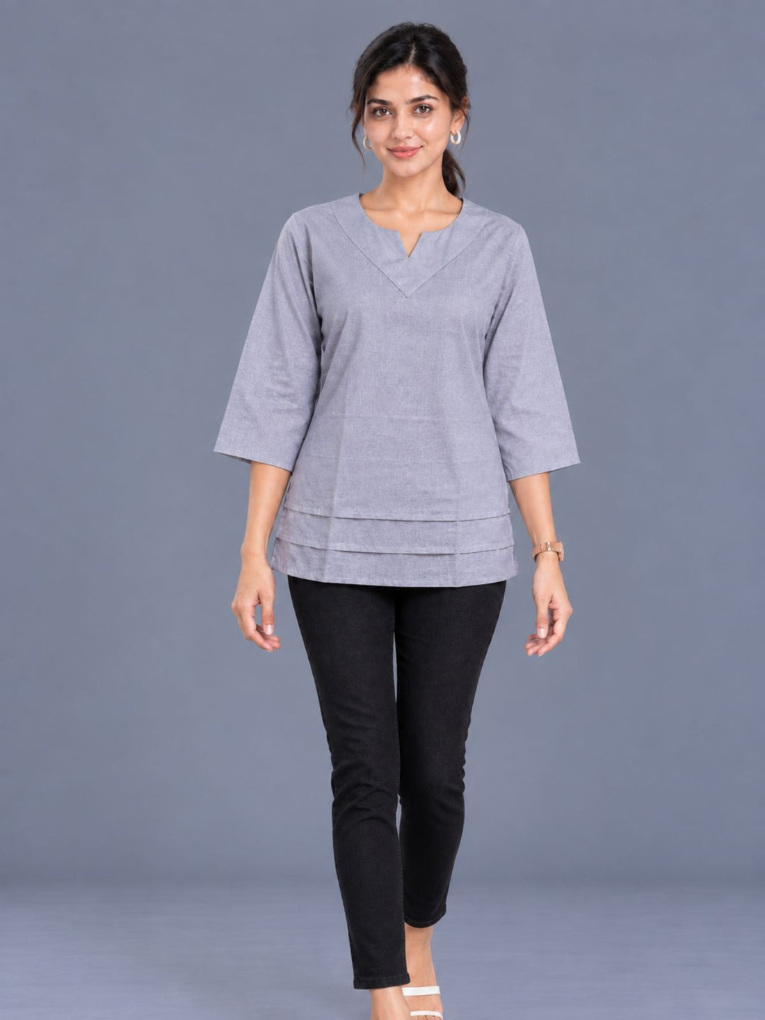Purple Cotton Leared Tops