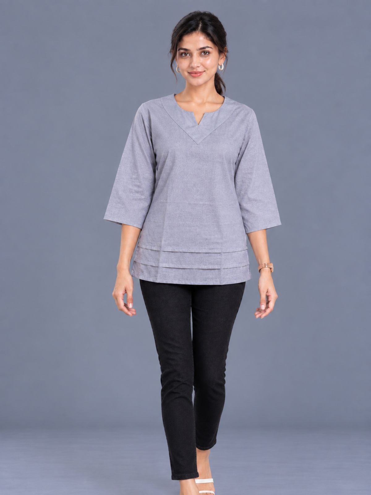 Purple Cotton Leared Tops
