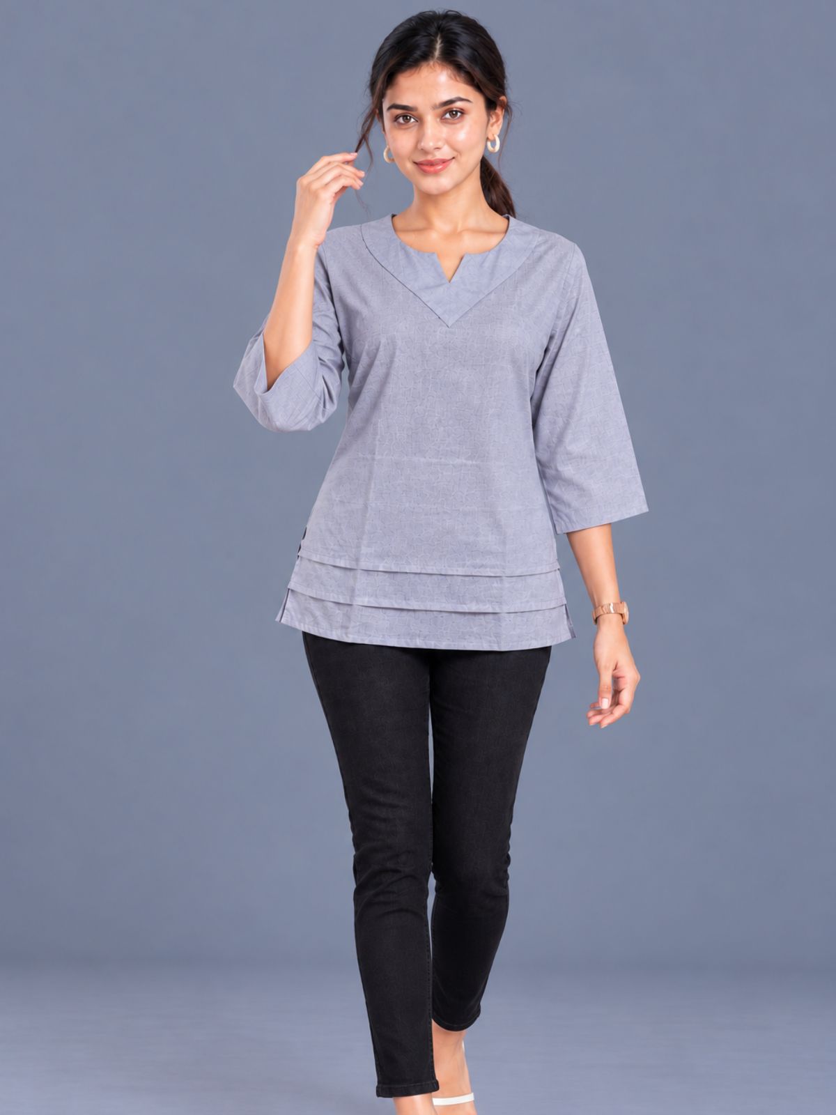 Purple Cotton Leared Tops
