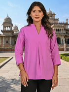 Purple Viscose Pleated Top