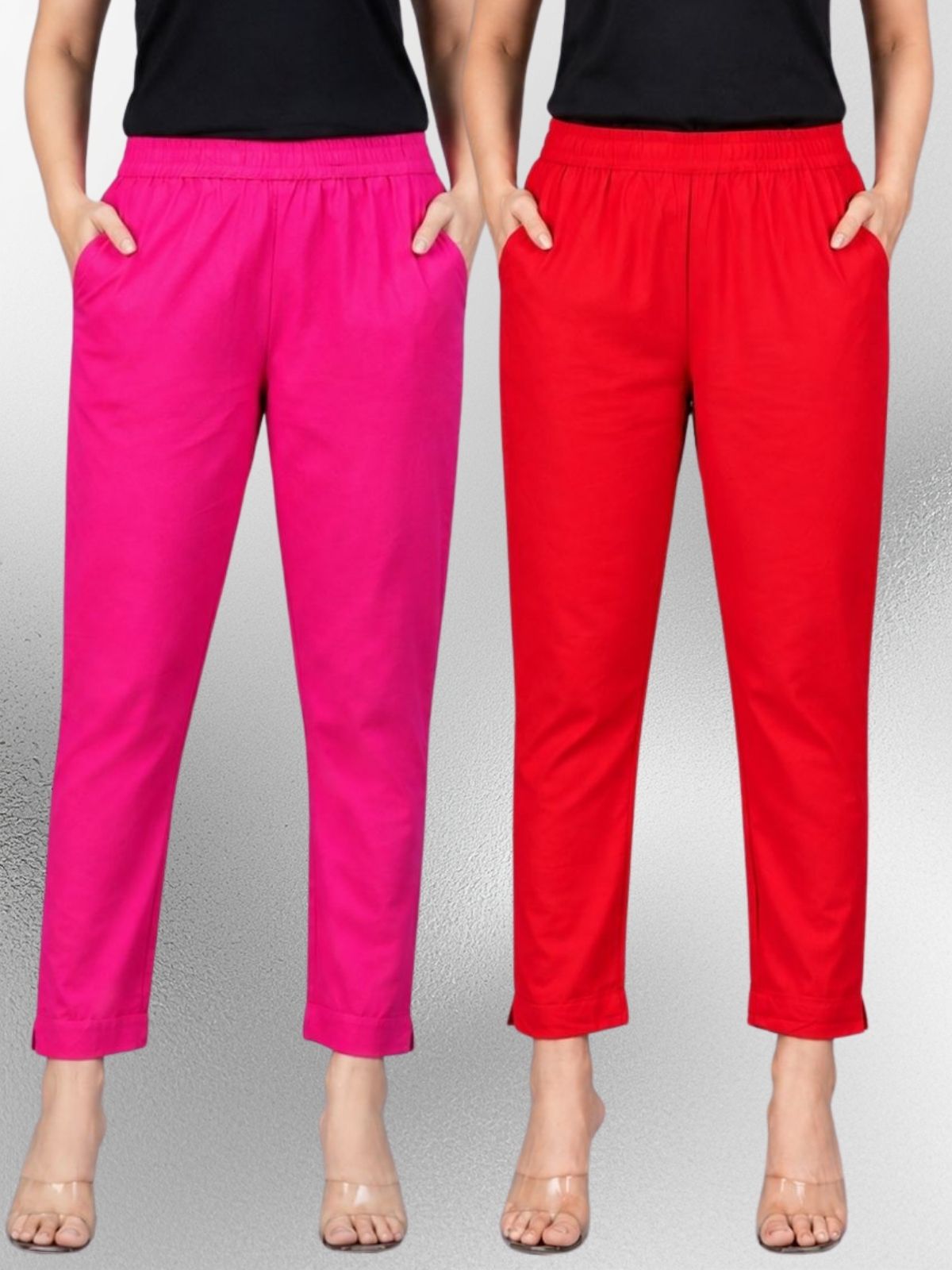 Rani & Red Regular Fit Elastic Cotton Trouser Combo