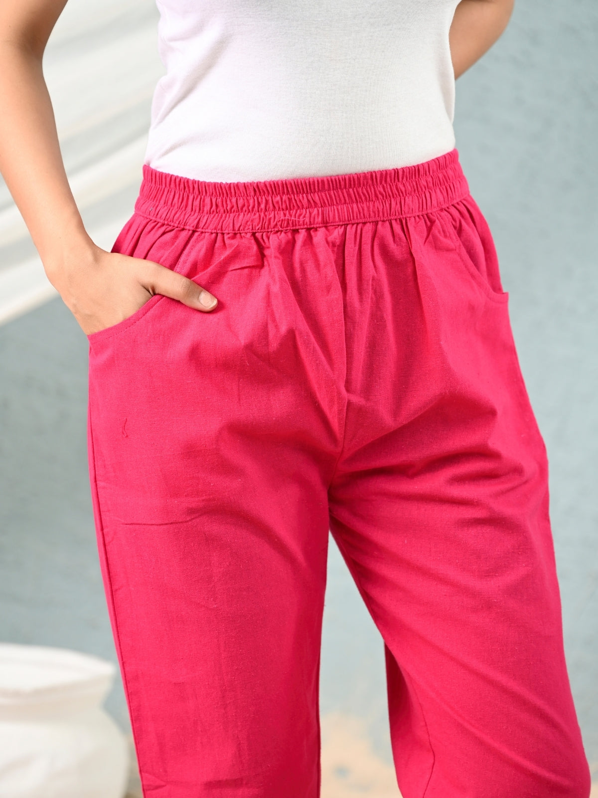 Rani Regular Fit Elastic Cotton Trouser
