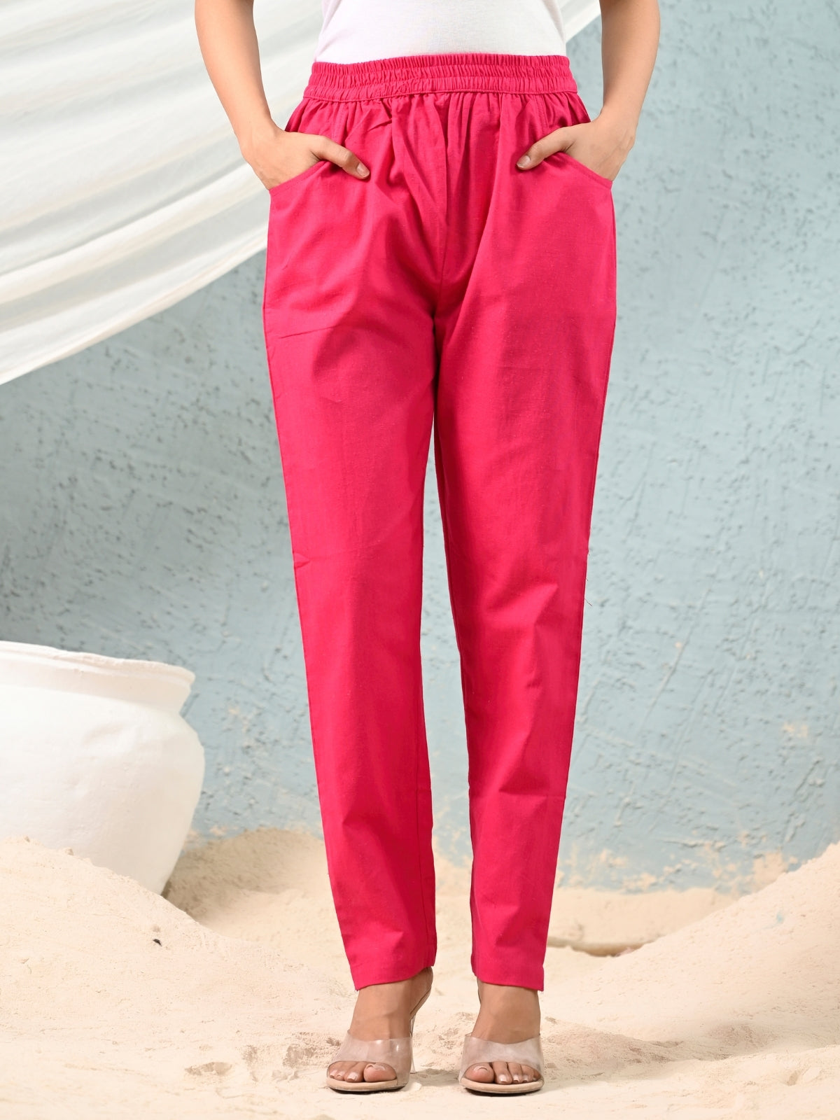 Rani Regular Fit Elastic Cotton Trouser