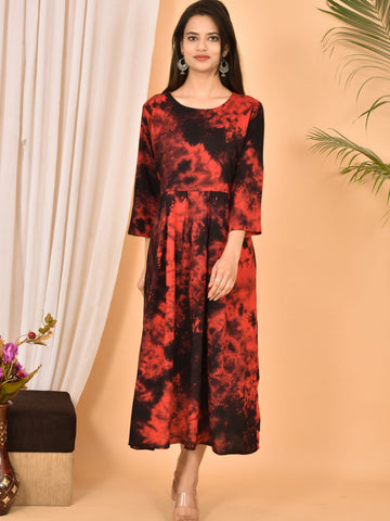 Red Printed Maxi Dress