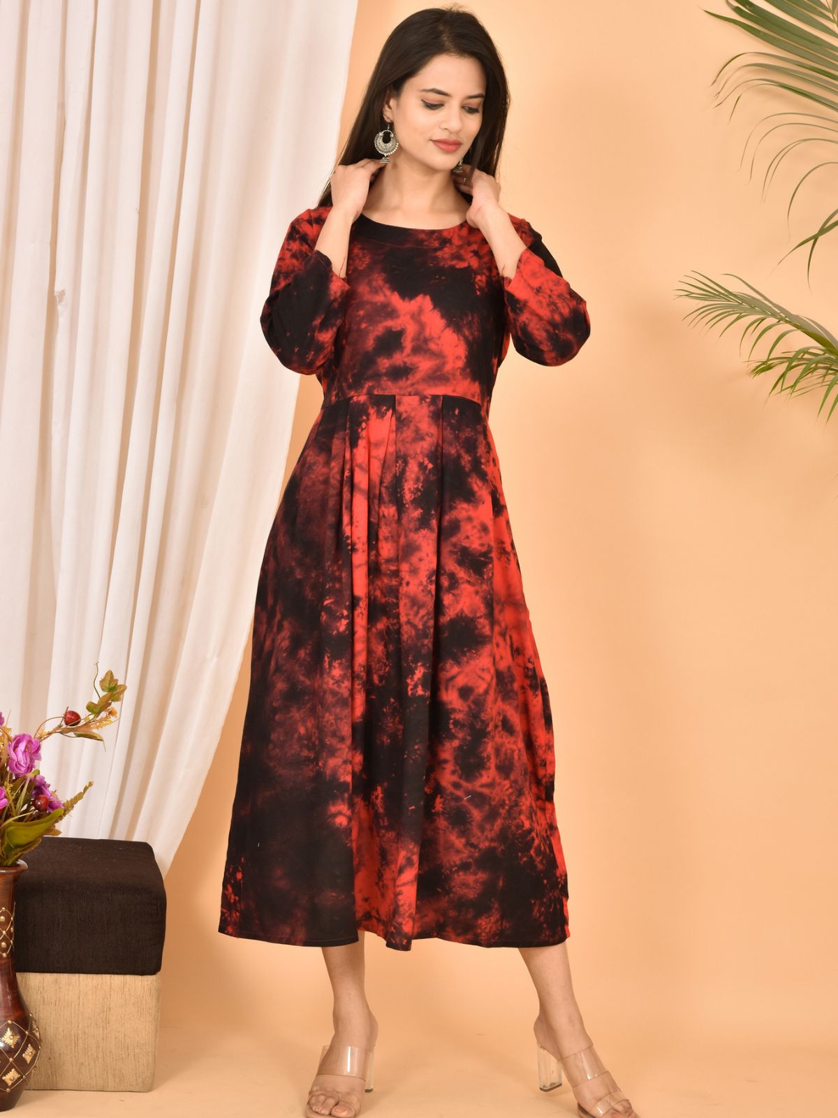 Red Printed Maxi Dress