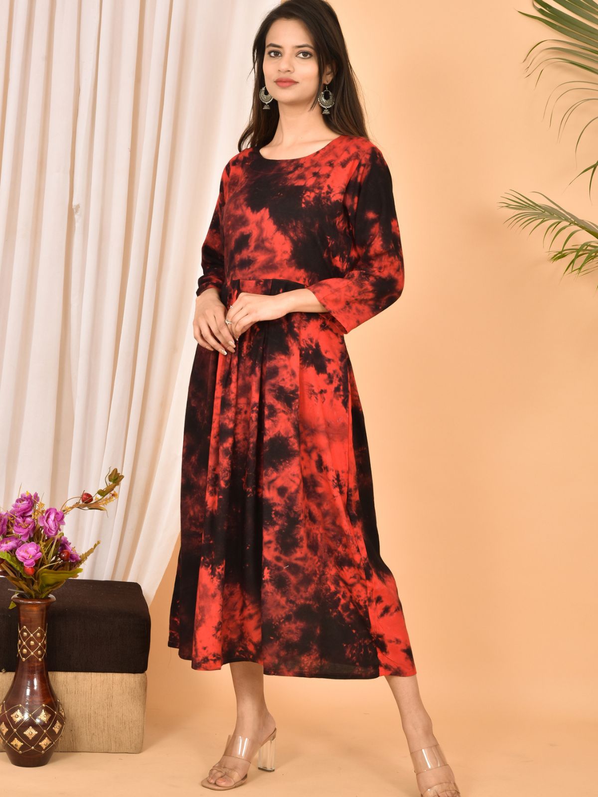 Red Printed Maxi Dress
