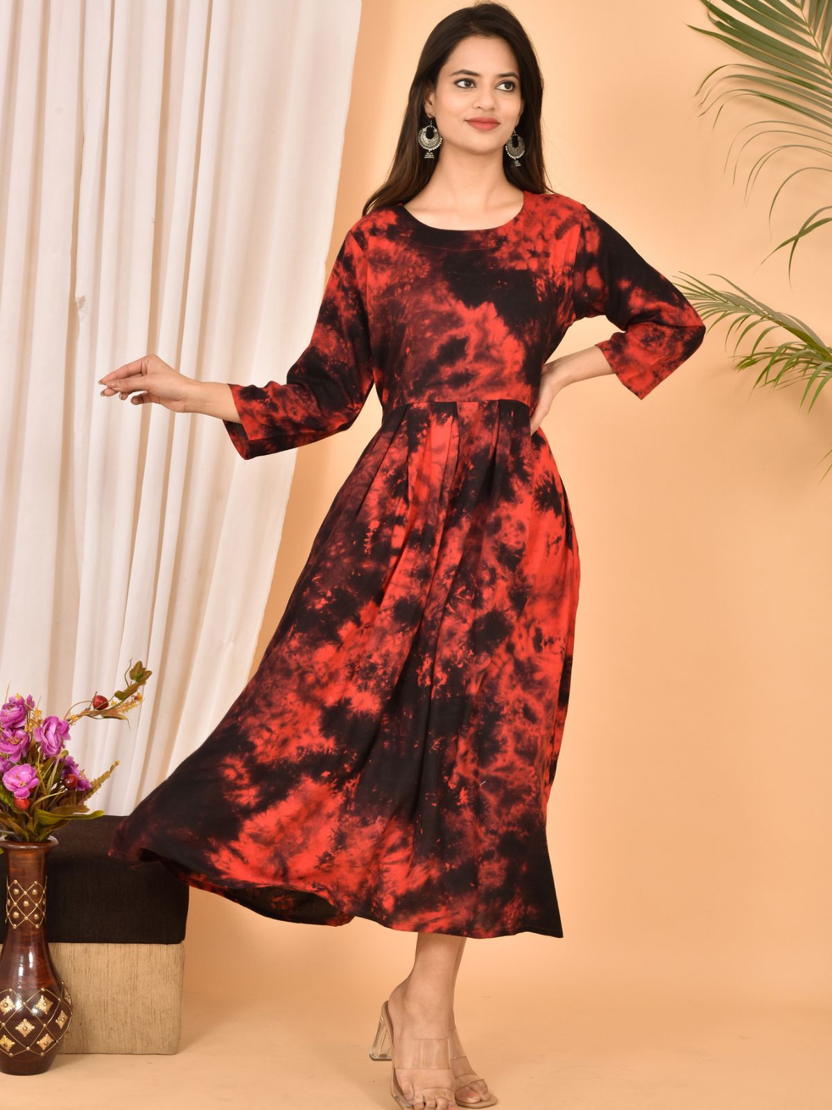 Red Printed Maxi Dress