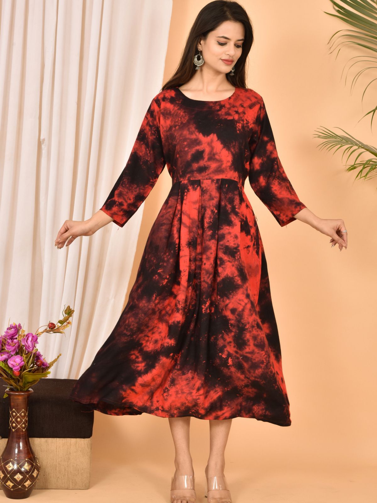 Red Printed Maxi Dress