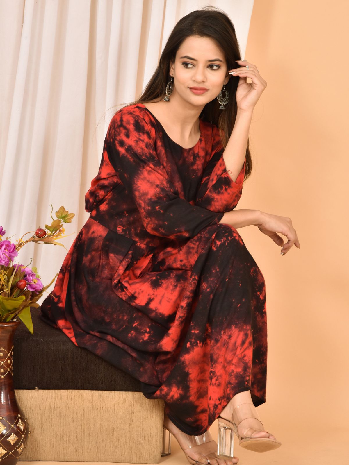 Red Printed Maxi Dress