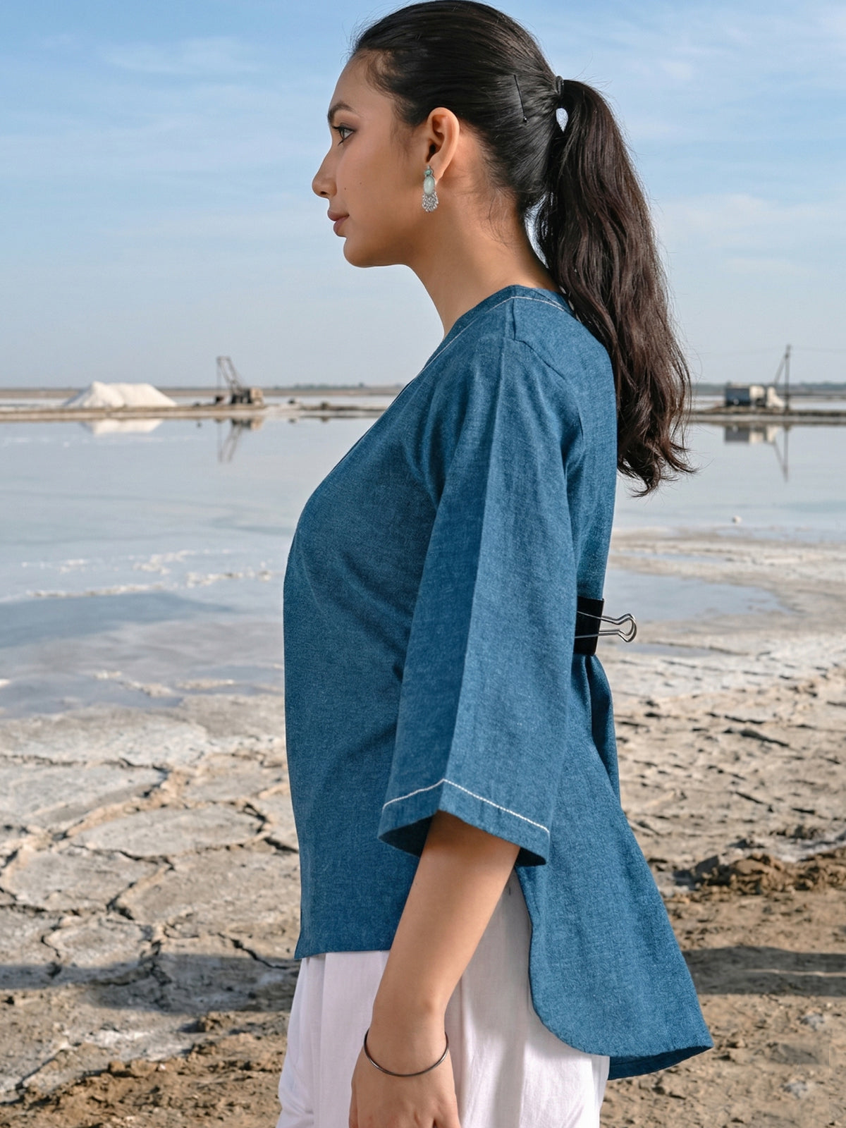 TealBlue Handloom Anchor Thread Top