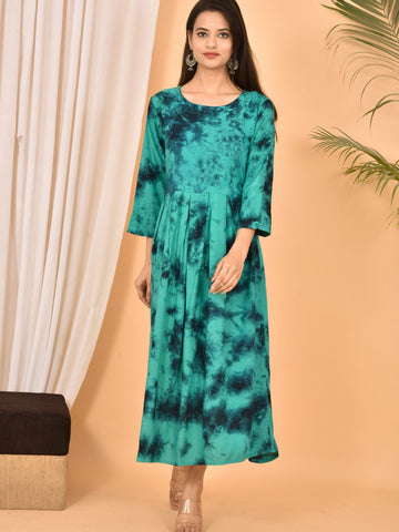 Turquoise Printed Maxi Dress