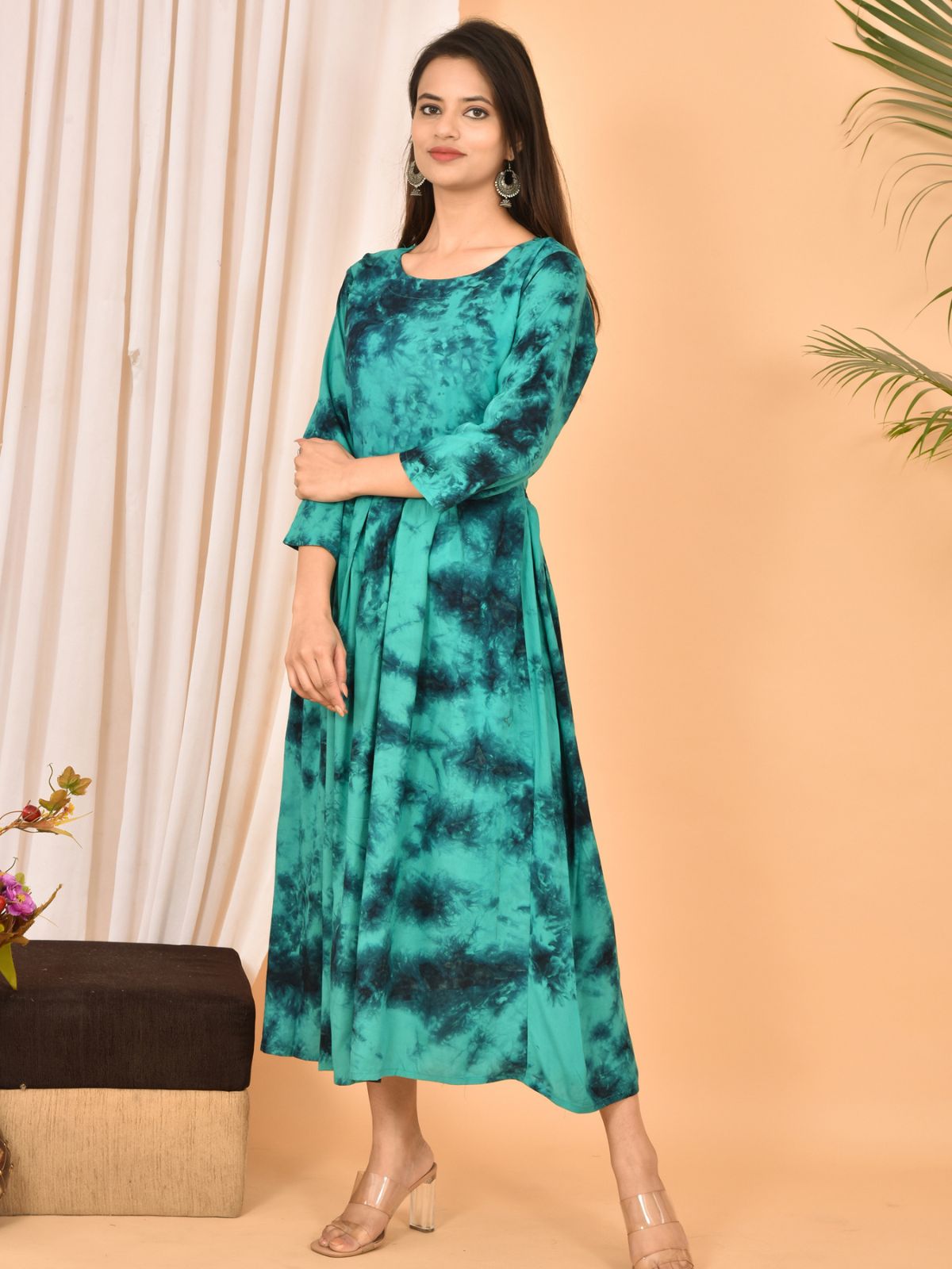 Turquoise Printed Maxi Dress
