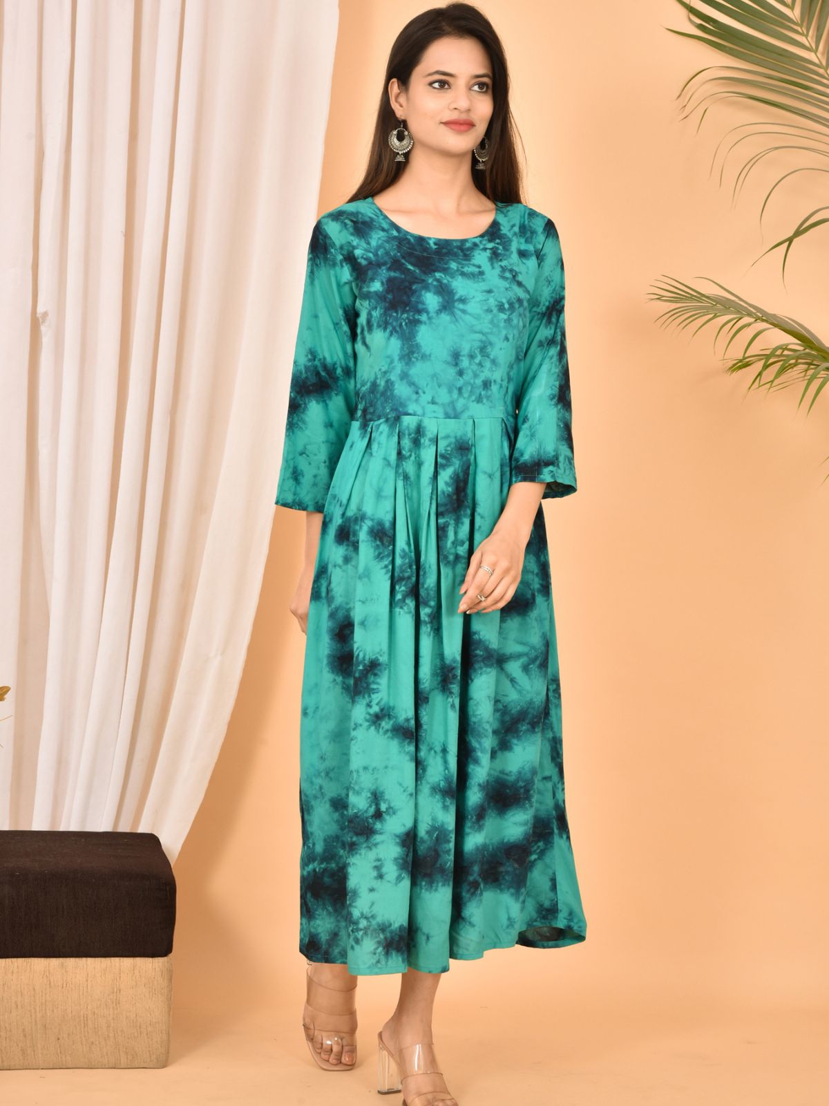 Turquoise Printed Maxi Dress