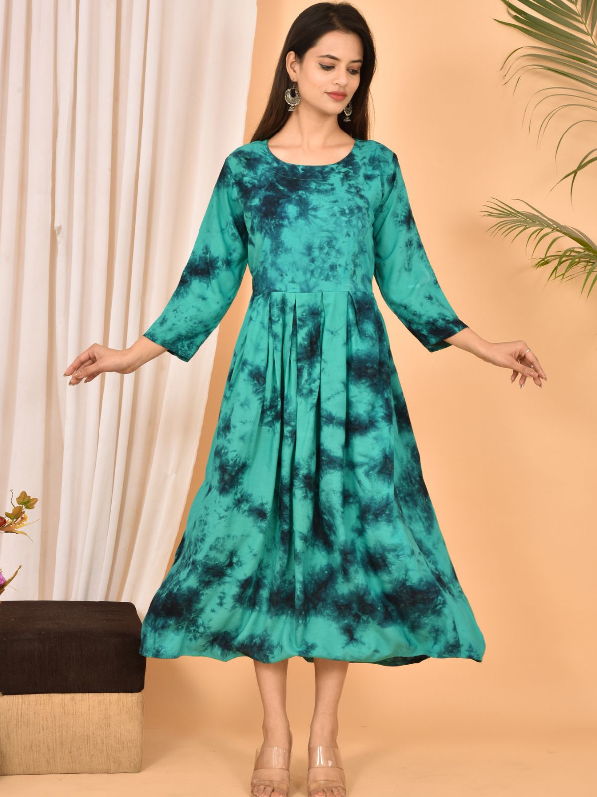Turquoise Printed Maxi Dress