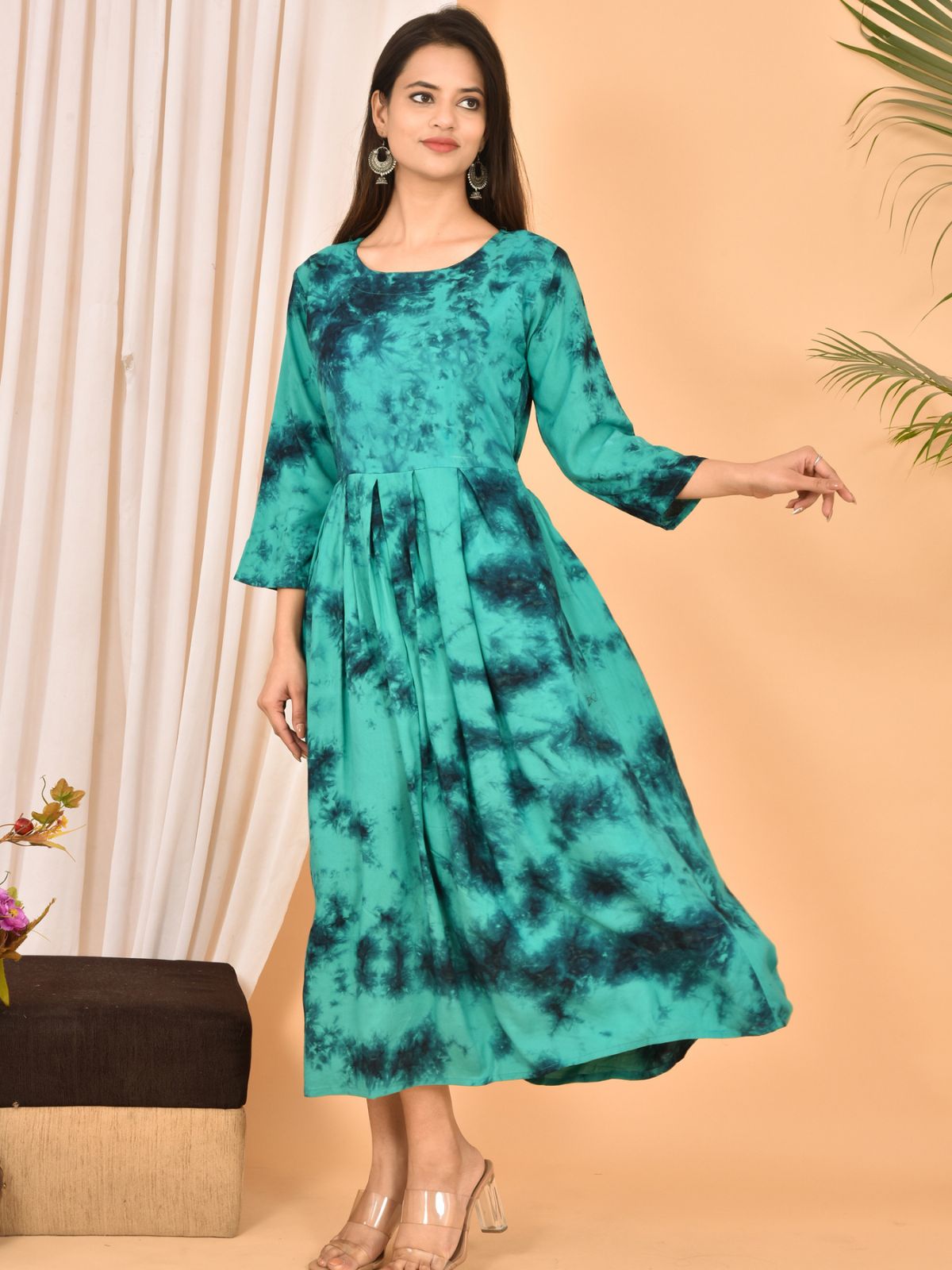 Turquoise Printed Maxi Dress