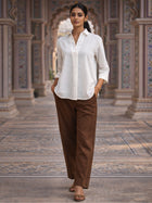 White Airy Linen Pleated Top