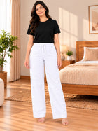 White Cotton Solid Payjama Pants