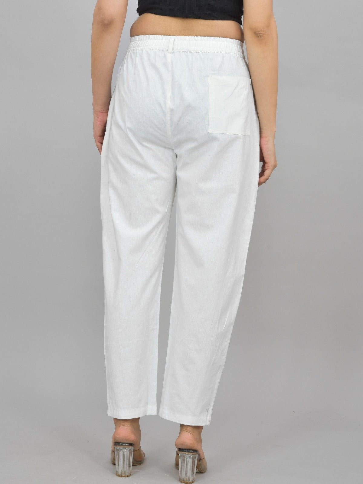 White Regular Fit Cotton Formal Trouser