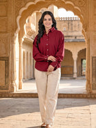 Maroon Oversized Cotton Shirt