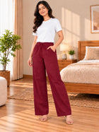 Wine Cotton Solid Payjama Pants