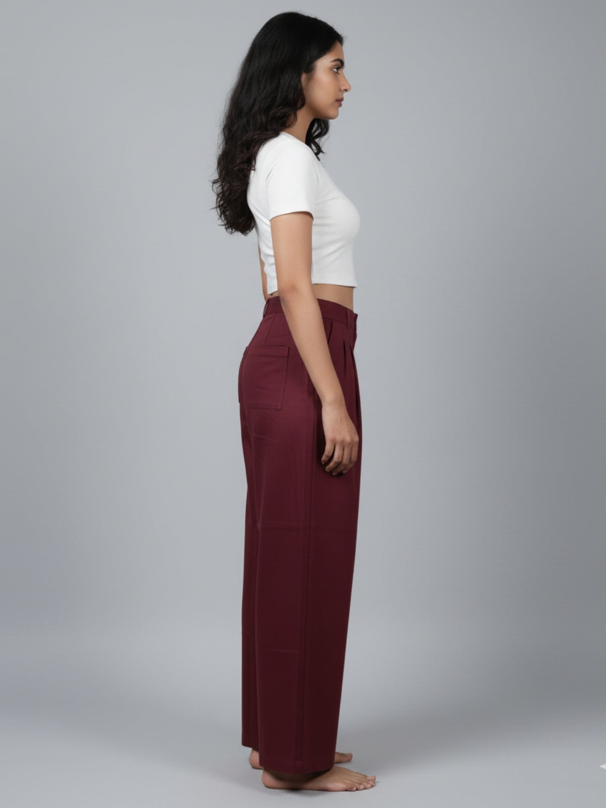 Pink & Wine-Cotton Wide Leg Pants Combo