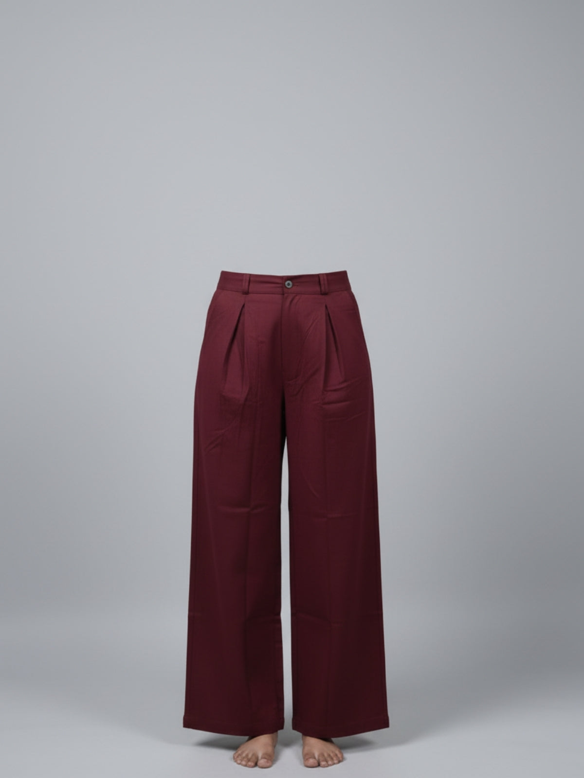 Wine Cotton Wide Leg Pants