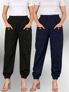 Black & Dark Blue Four Pocket Cotton Cargo Pants Combo
