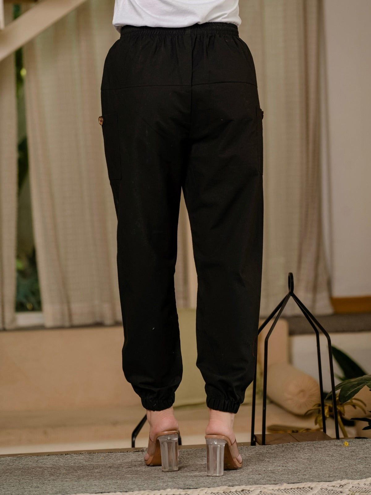 Black Pure Four Pocket Cotton Cargo Pants