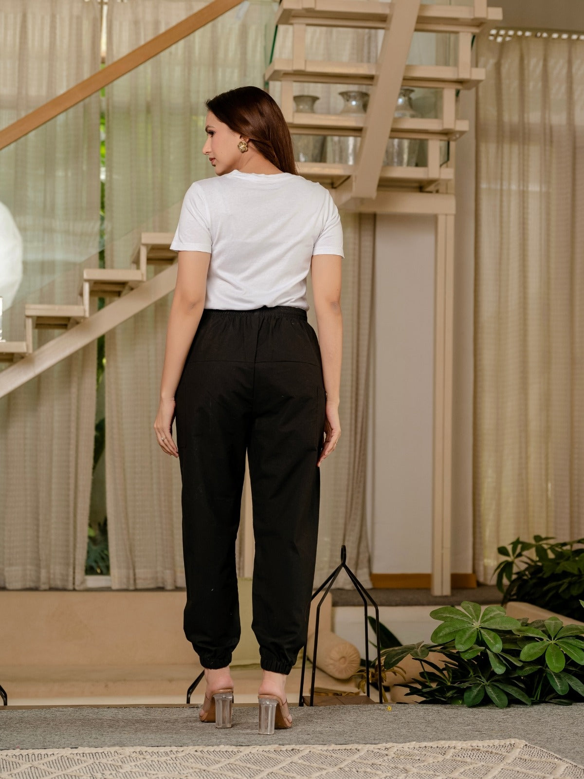 Black Pure Four Pocket Cotton Cargo Pants