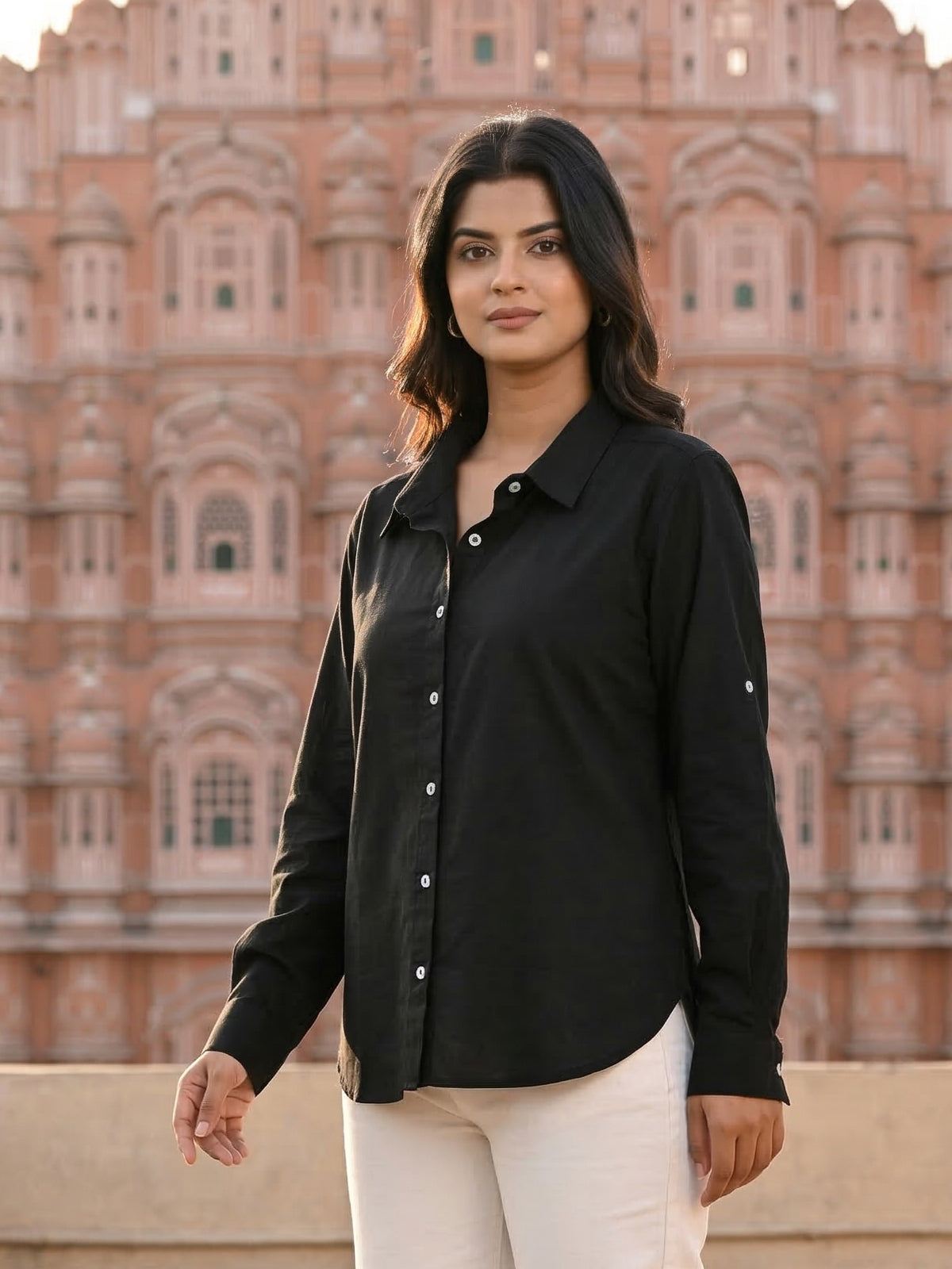 Black Airy Linen Shirt
