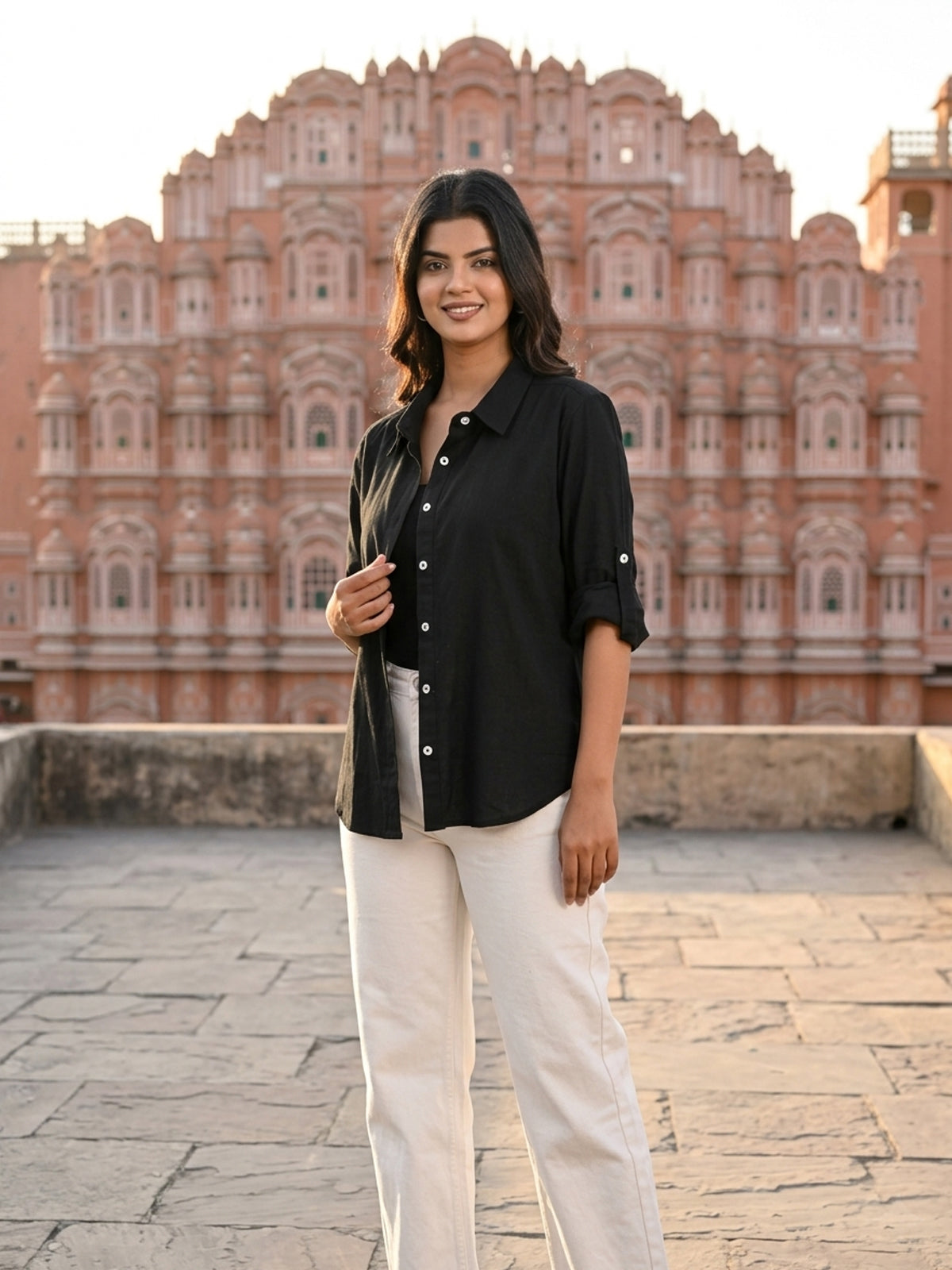 Black Airy Linen Shirt